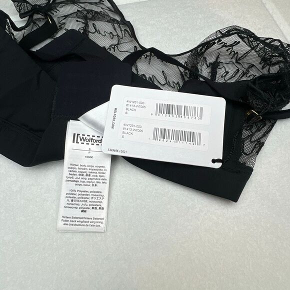 NWT Wolford Obsessed Skin Black Bra Sheer Mesh Top S Small - Picture 13 of 13
